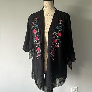 Summer Cover Up Embroidered Small/Medium floral design short sleeve